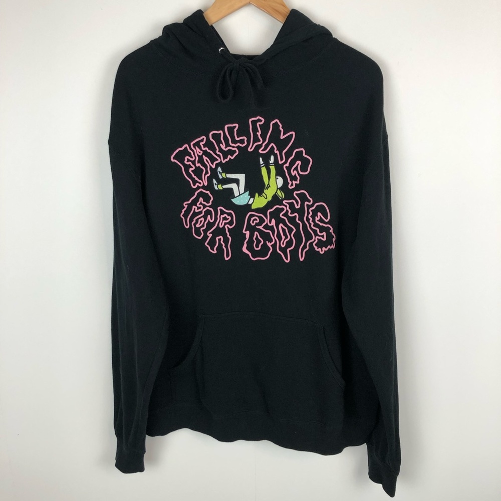 Falling For Boys Julia Michaels Long Sleeve Black Oversized Hooded Sweatshirt